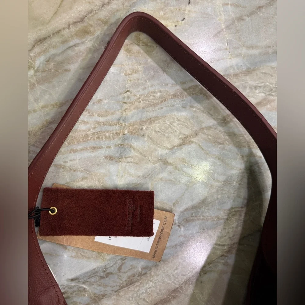 Margot New York Burgundy/Rust Suede Hobo Bucket Bag - Picture 10 of 12